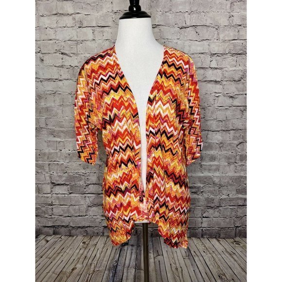 Girls LuLaRoe‎ Red Orange Chevron Striped Bianka - Picture 1 of 12